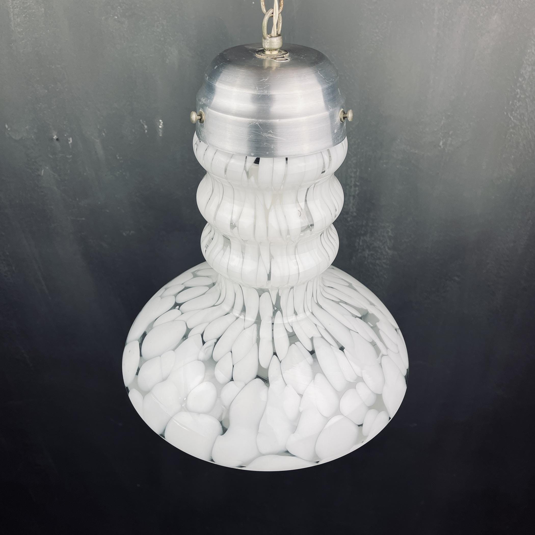 White murano pendant lamp by Carlo Nason for Mazzega, Italy 1960s