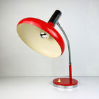 Mid-century red desk lamp Italy 1960s Vintage gooseneck lamp