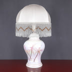 Vintage pearl ceramic table lamp Italy 1970s Retro lighting Mid-century modern