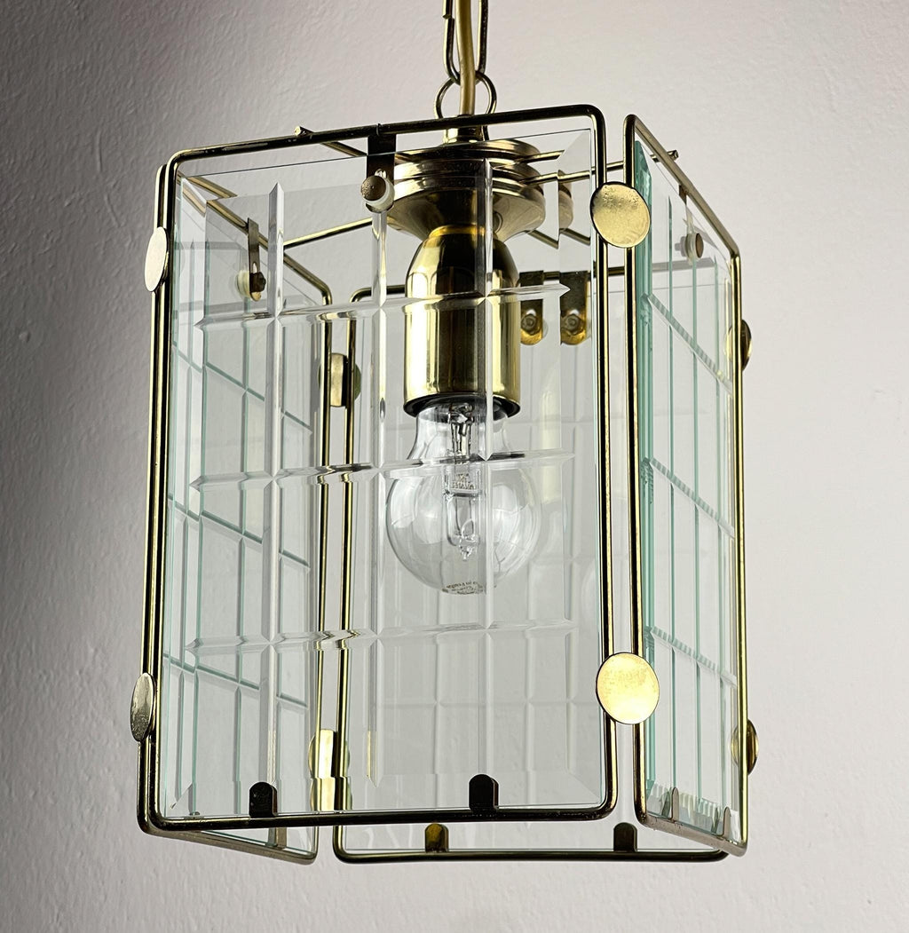 Vintage brass pendant lamp, Italy, 1970s, Mid-century Italian modern