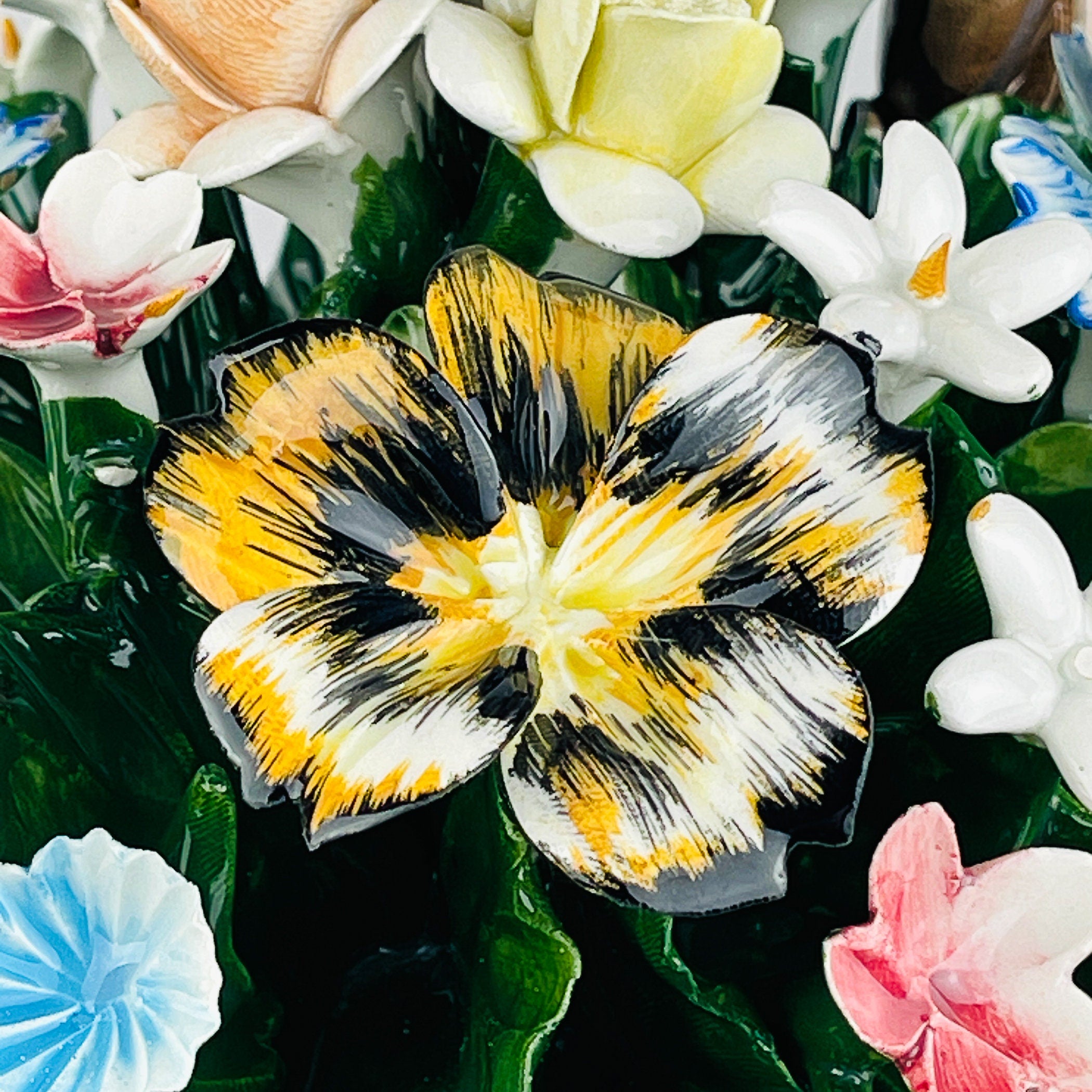 Vintage Capodimonte Ceramic Flower Basket by S. Rioleva, Italy 1960s
