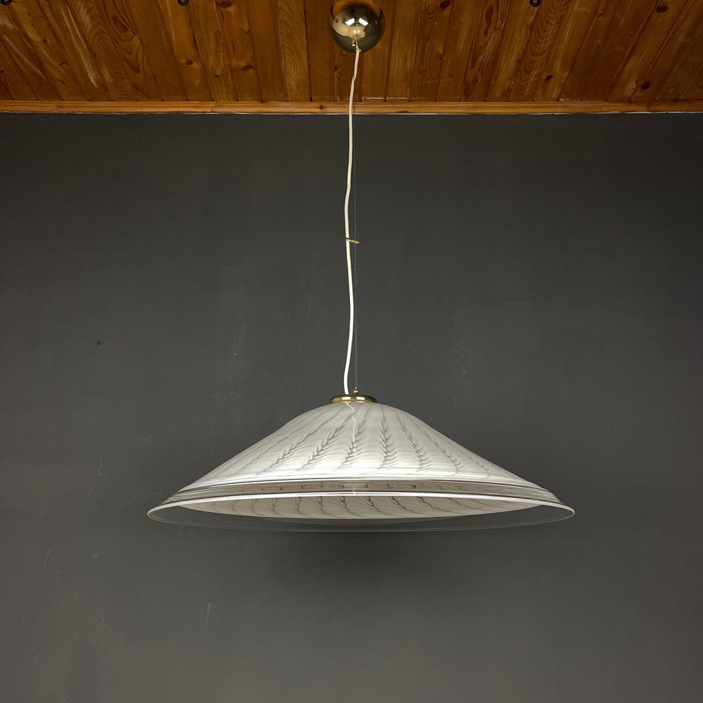 Vintage swirl Murano glass pendant lamp Italy 1970s White Mid-century Lighting Vintage chandelier