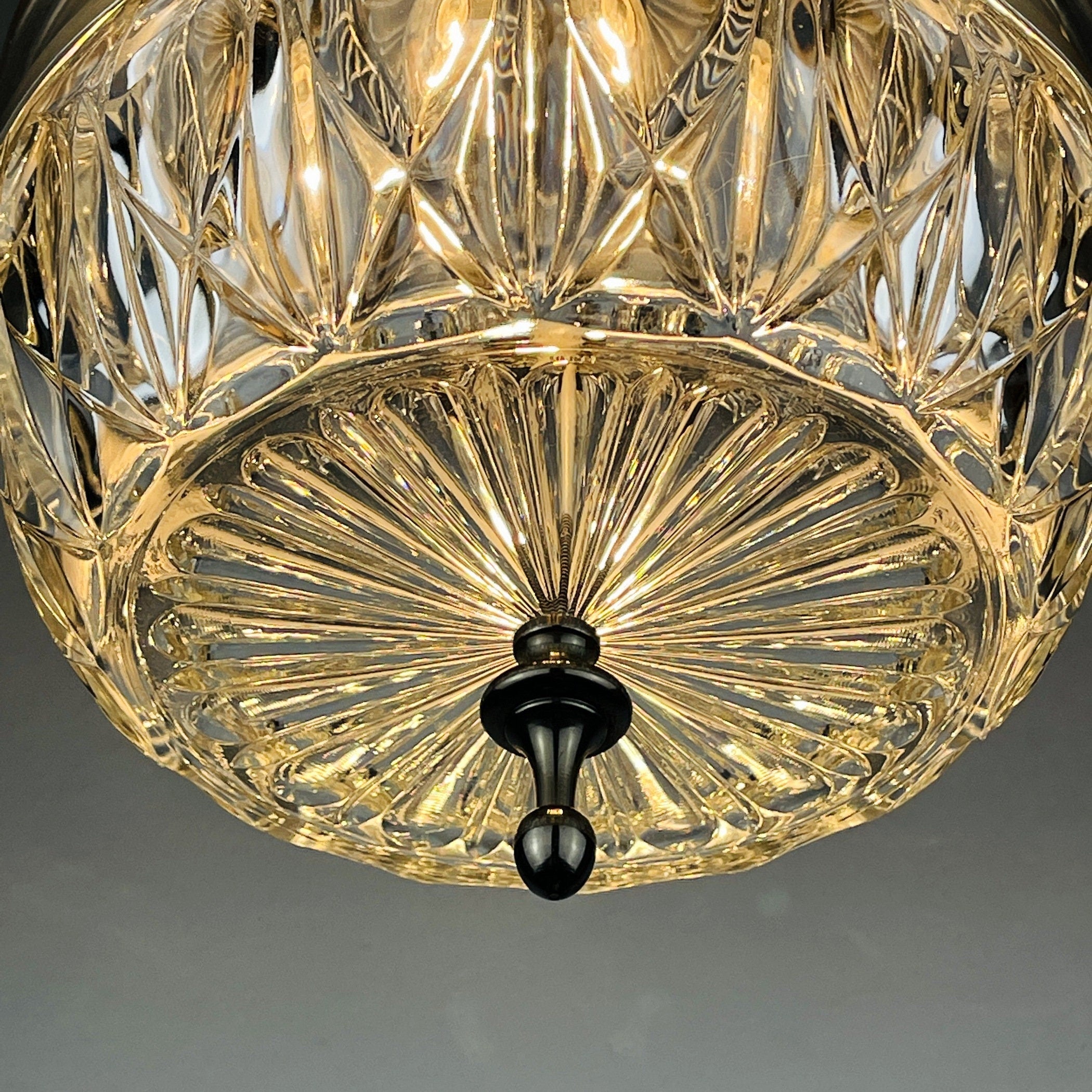 Mid-century glass pendant lamp Italy 1960s Vintage Italian lighting Space Age