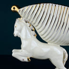 Antique ceramic vase Horses by Egisto Fantechi Maioliche Ceramic, Sesto Fiorentino, Italy, 1940s