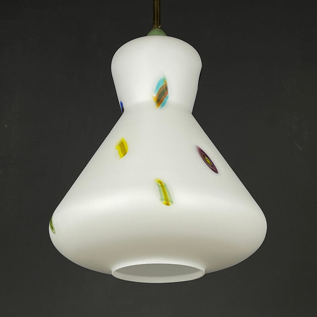 Mid-century multicolor opaline murano glass pendant lamp by Stilnovo Italy 1950s