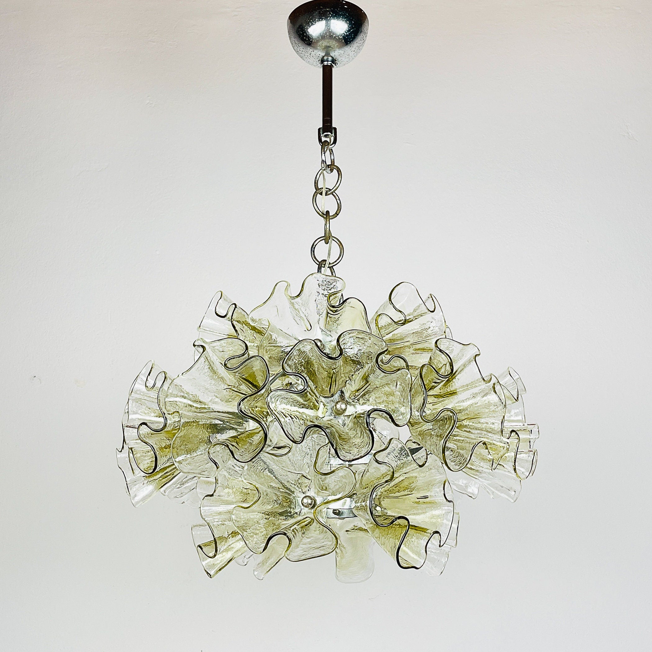 Murano glass chandelier by Mazzega, Italy 1970s, Mid-century modern lamp