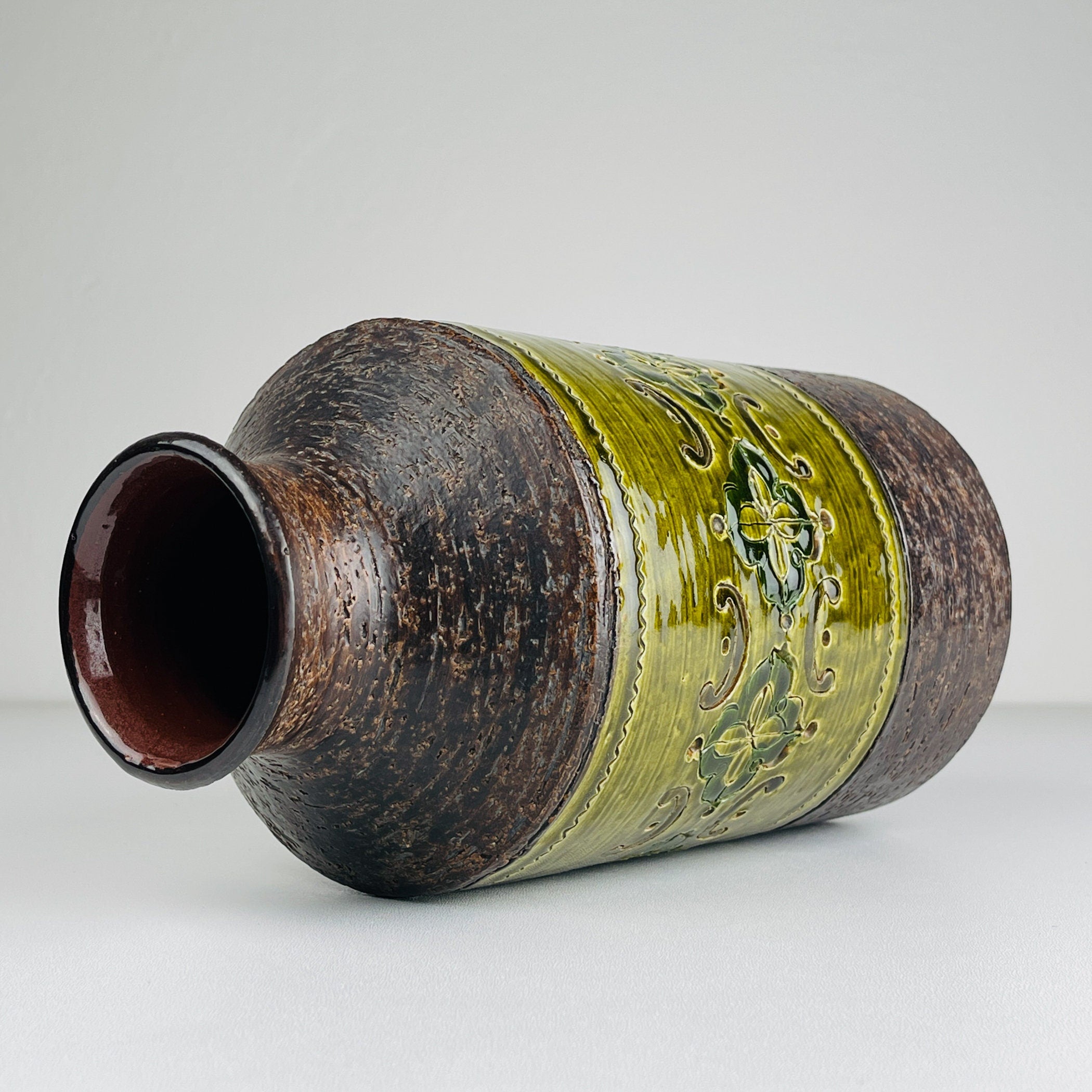Vintage ceramic vase, design Aldo Londi, Bitossi, Italy 1970s, Mid-century home decor