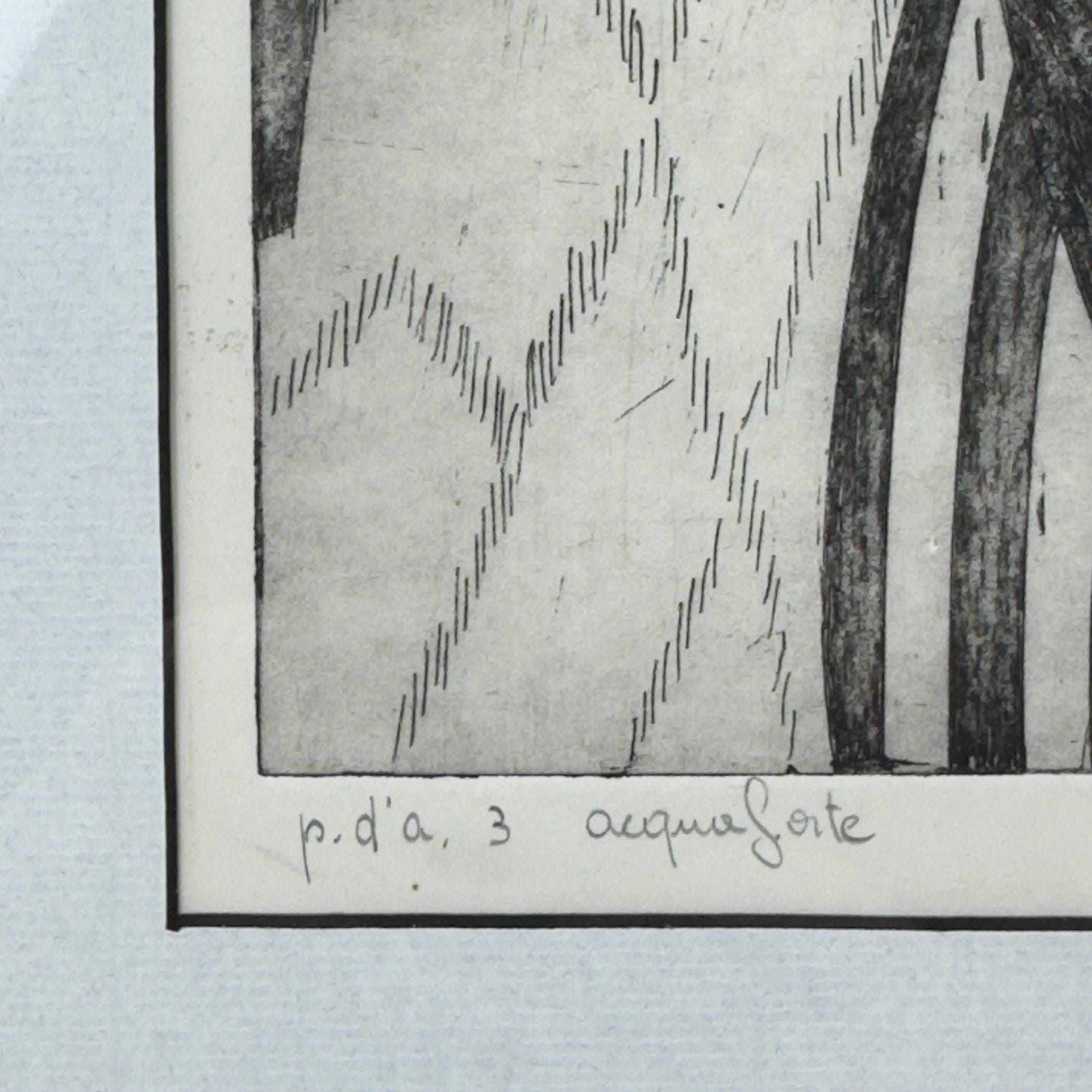 Graphics, etching, signature "Popy", Italy 1972