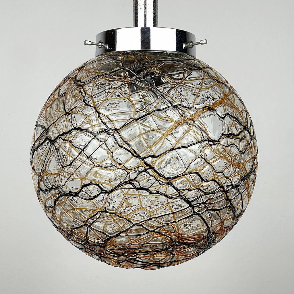 Vintage murano sphere ball pendant lamp Italy 1960s Mid-century italian lighting