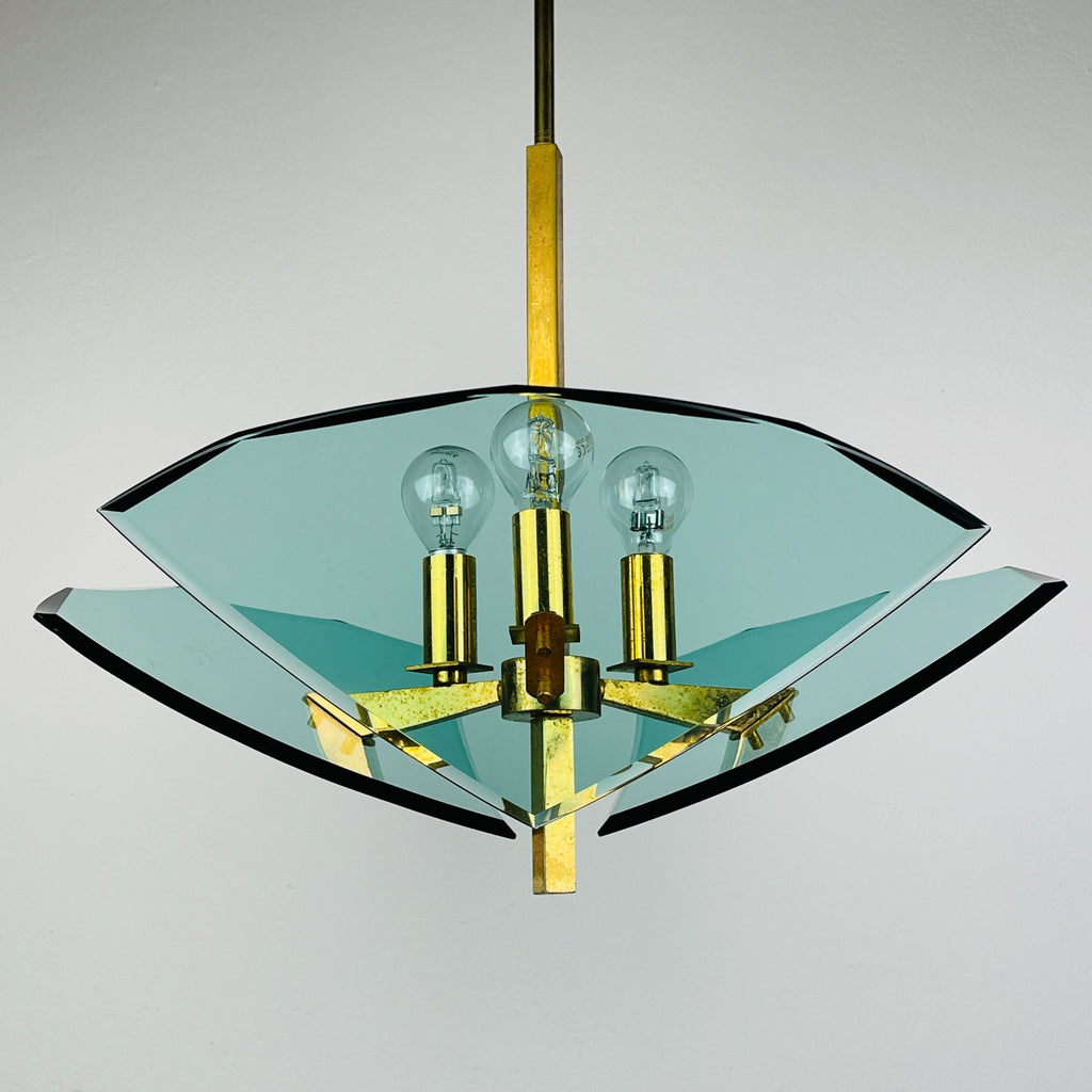 Vintage art glass pendant lamp by Fontana Arte, Italy 1950s, Art deco, MCM