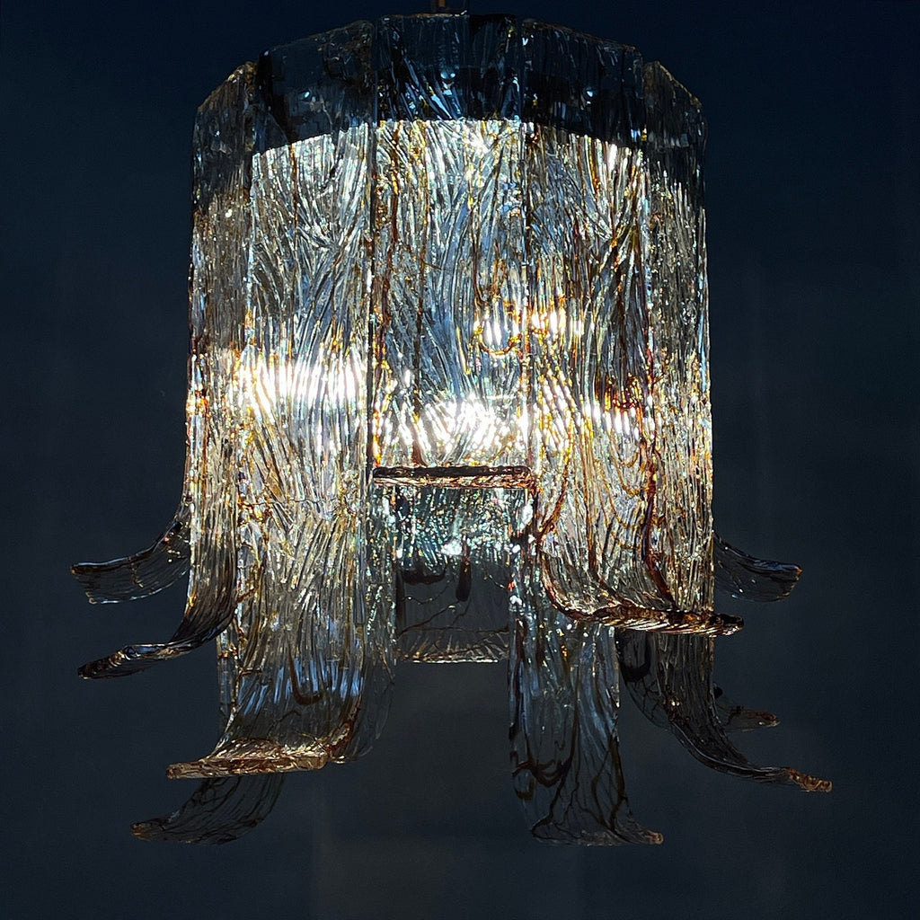Vintage large murano chandelier by AV Mazzega Italy 1970s Mid-century italian lighting