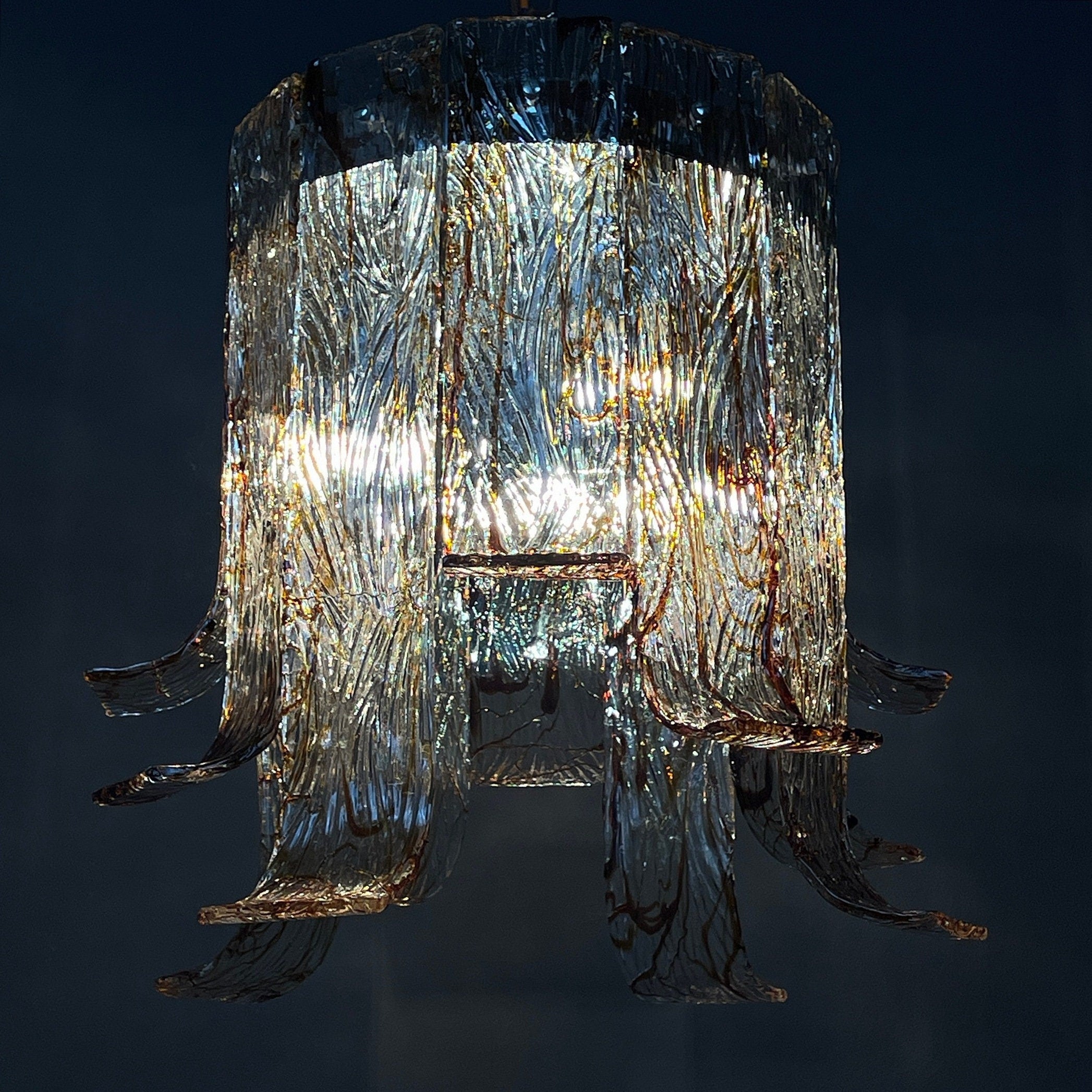 Vintage large murano chandelier by AV Mazzega Italy 1970s Mid-century italian lighting