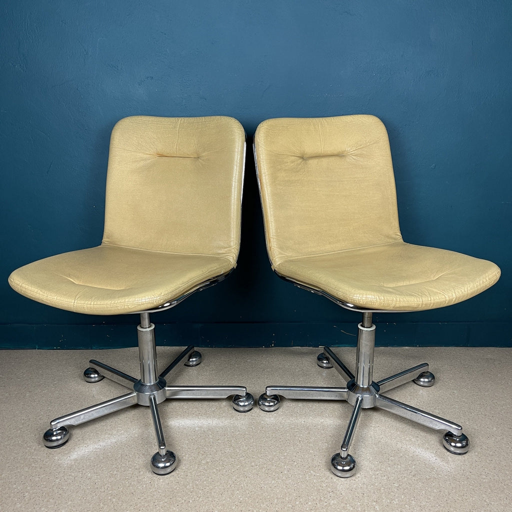 Vintage Italian Desk Chairs - 1970s Mid-Century Modern Style - Set of 2
