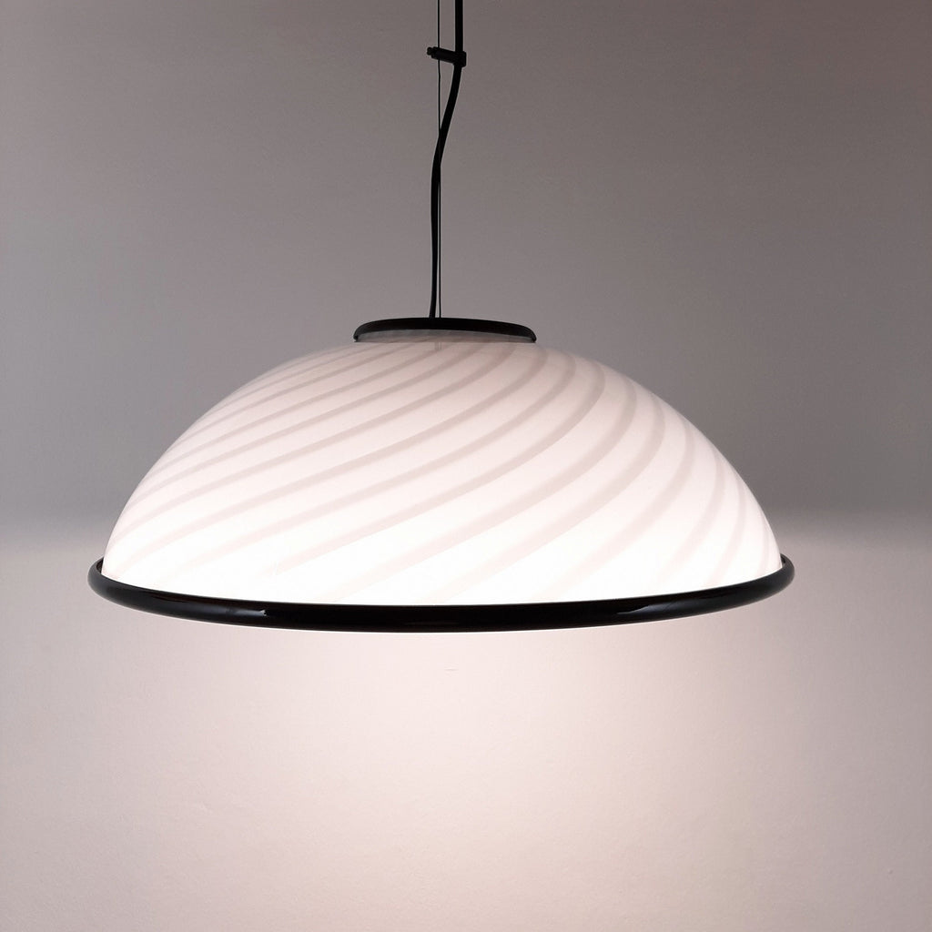 Murano pendant lamp White and Black, Italy 1980s