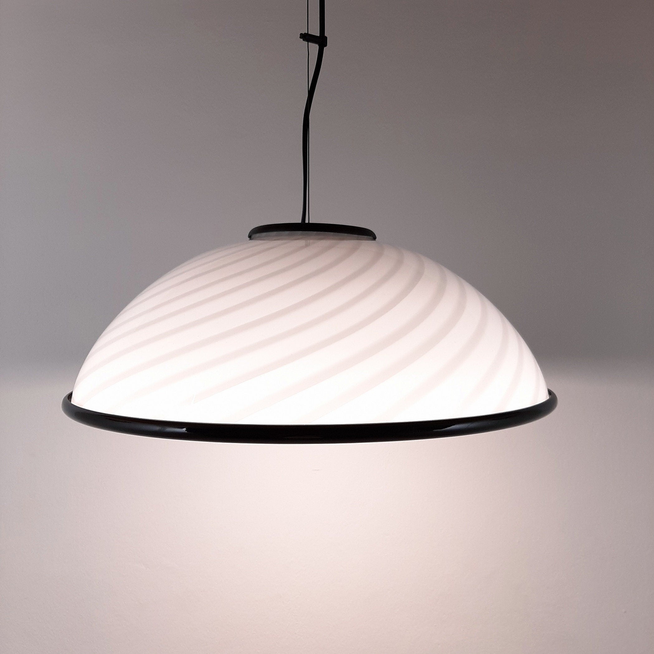 Murano pendant lamp White and Black, Italy 1980s