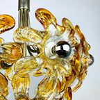 Vintage Amber Murano Glass Flower Chandelier - Mazzega Italian Lighting