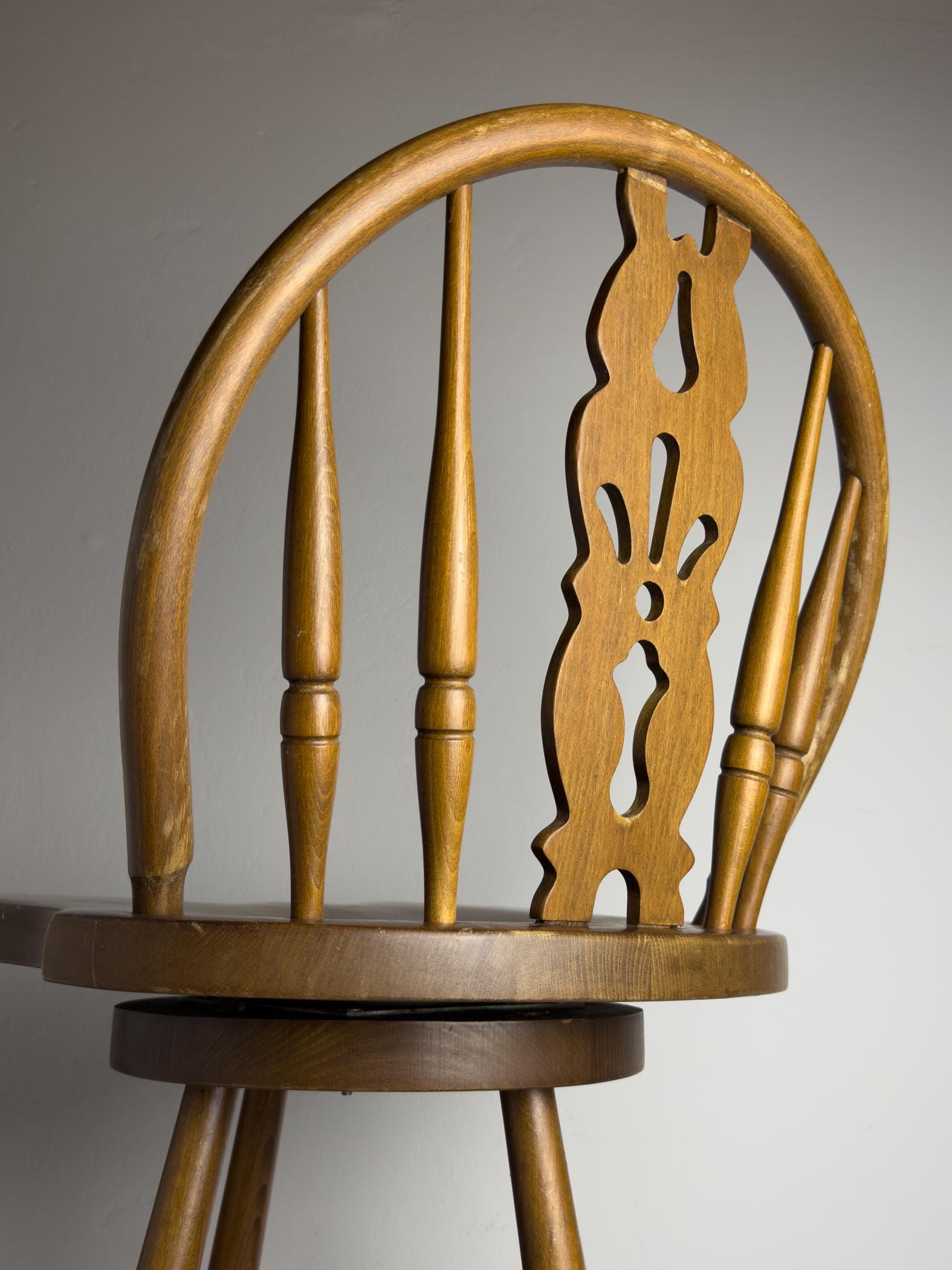 Vintage wooden bar swivel chair, Slovenia 1992