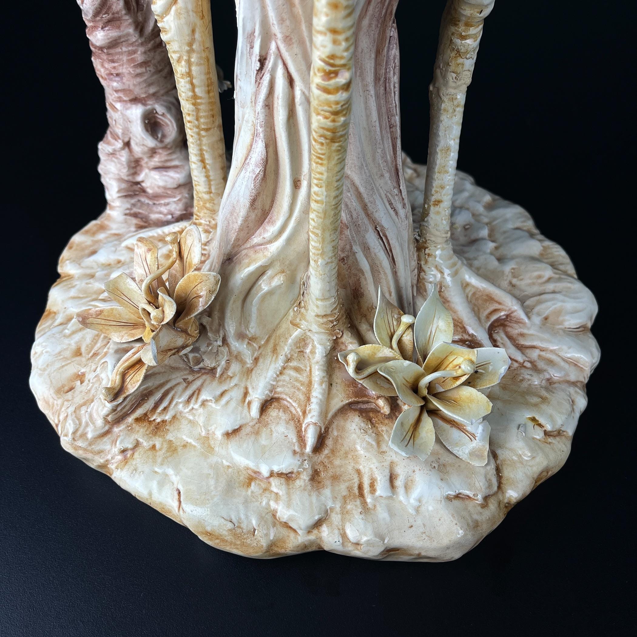 Original ceramic sculpture of Flamingo from Bassano, Italy 1980s, Vintage decor, Italian pottery