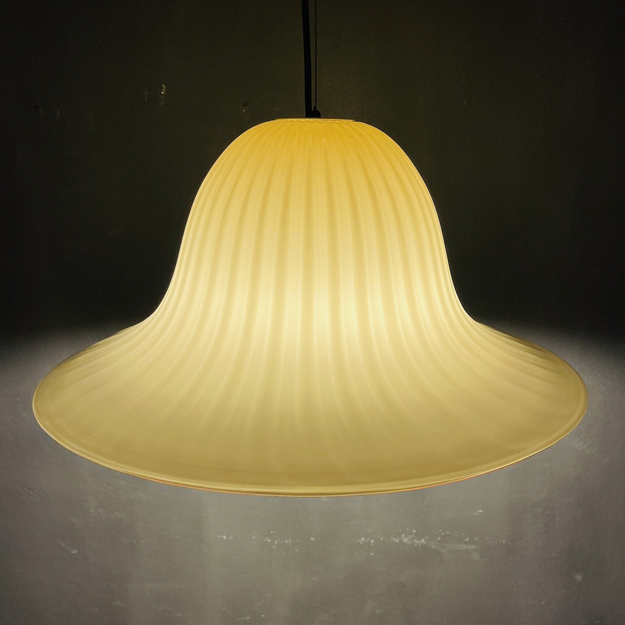 Vintage murano hanging lamp Tulip Italy 1970s Italian mid-century lighting Retro home decor