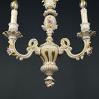 Vintage Capodimonte porcelain chandelier Italy 1940s  3 arm Baroque, Shabby chic design