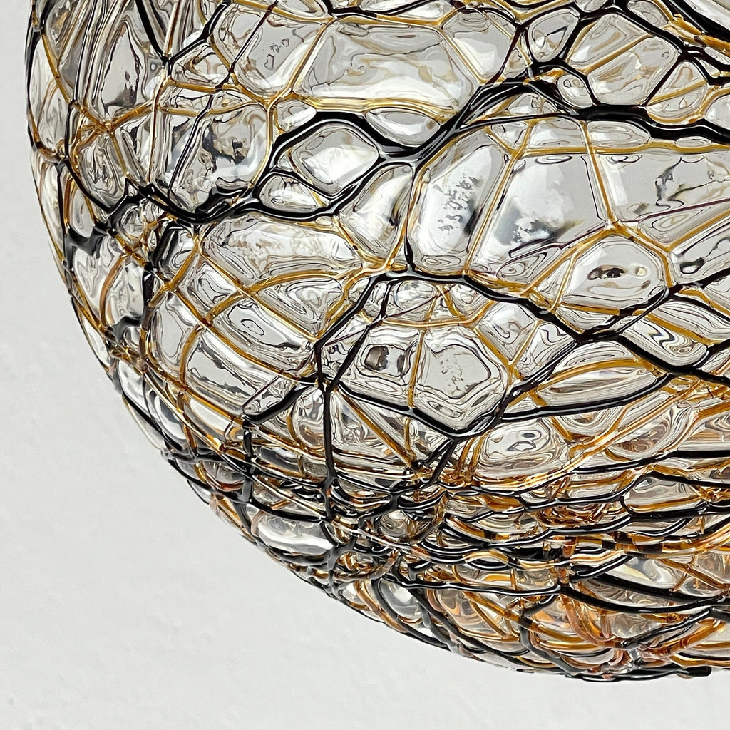 Vintage murano sphere ball pendant lamp Italy 1960s Mid-century italian lighting