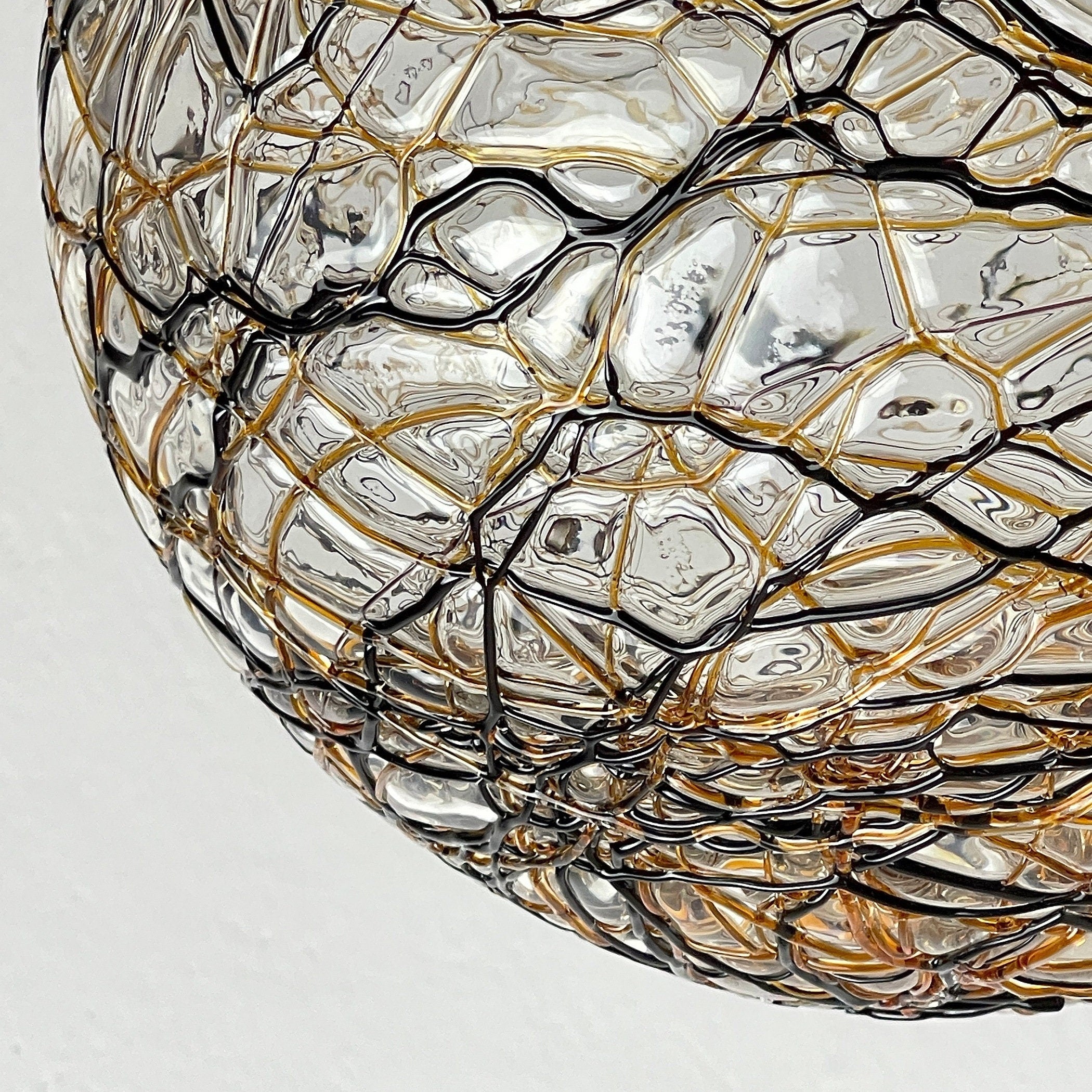 Vintage murano sphere ball pendant lamp Italy 1960s Mid-century italian lighting