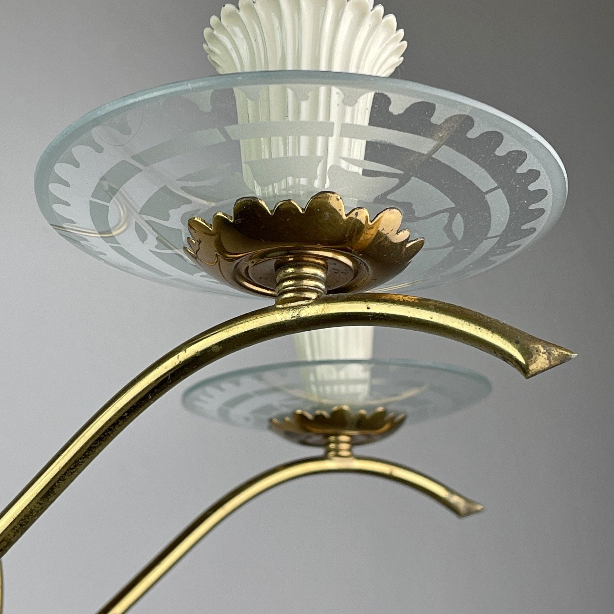 Mid-Century Fontana Arte Chandelier: Brass & Glass, Pietro Chiesa, 1940s