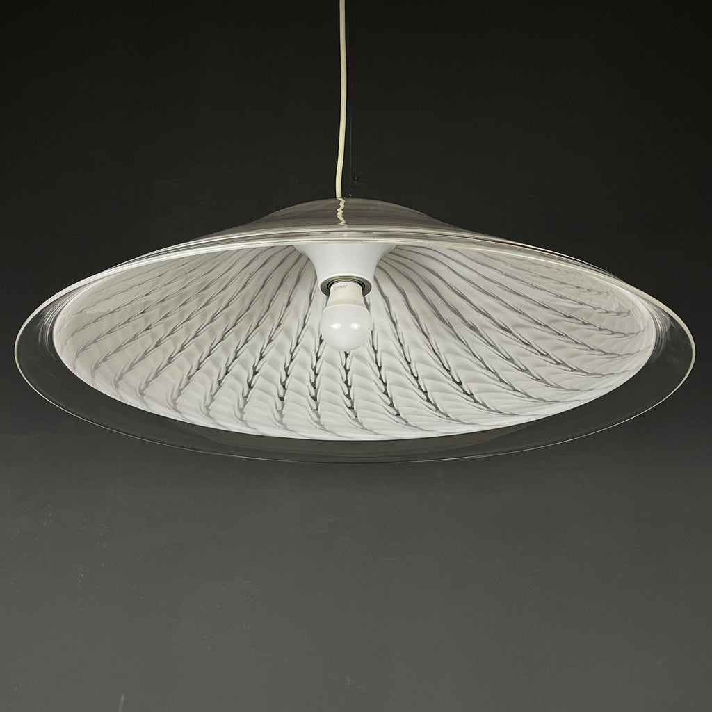 Vintage swirl Murano glass pendant lamp Italy 1970s White Mid-century Lighting Vintage chandelier