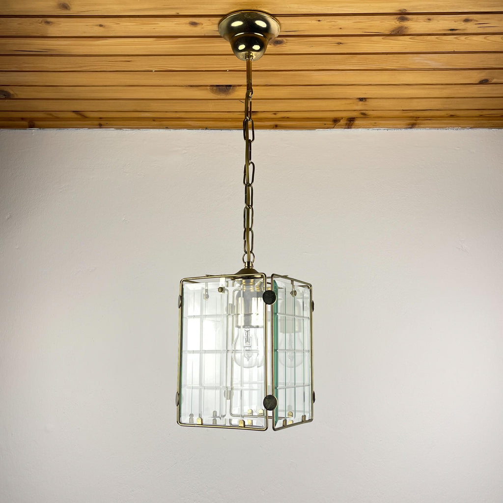 Vintage brass pendant lamp, Italy, 1970s, Mid-century Italian modern