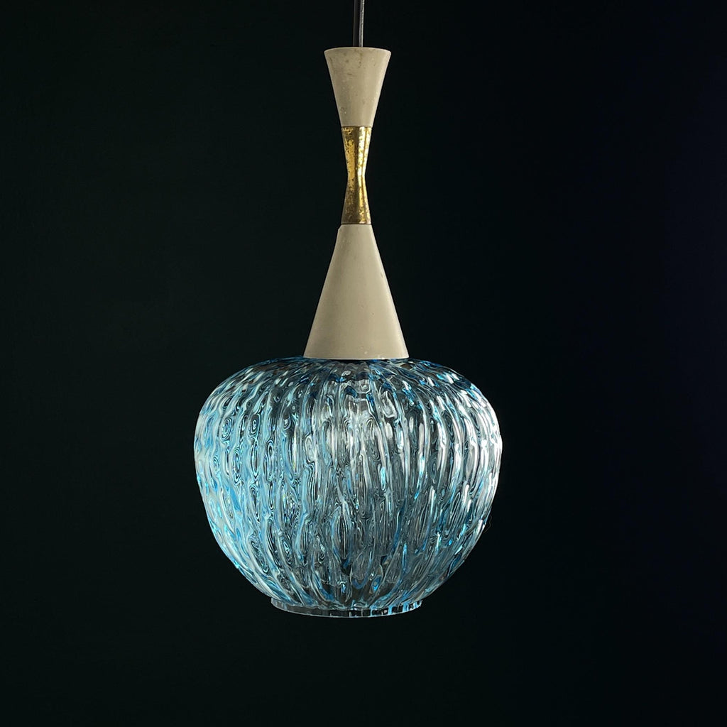 Vintage blue Murano pendant lamp by Stilnovo, Italy 1950s, Mid-century Italian modern