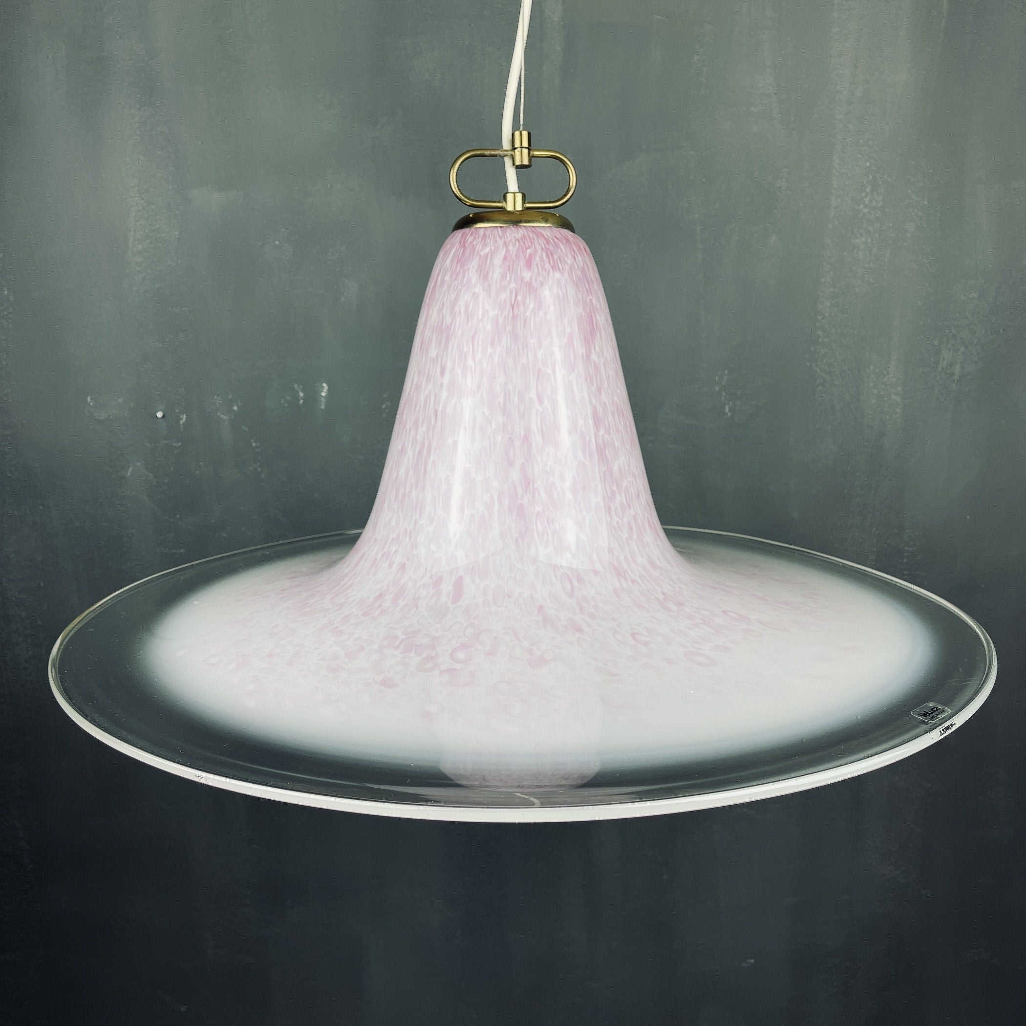 Mid-century pink Murano glass pendant lamp by VeLuce Italy 1970s