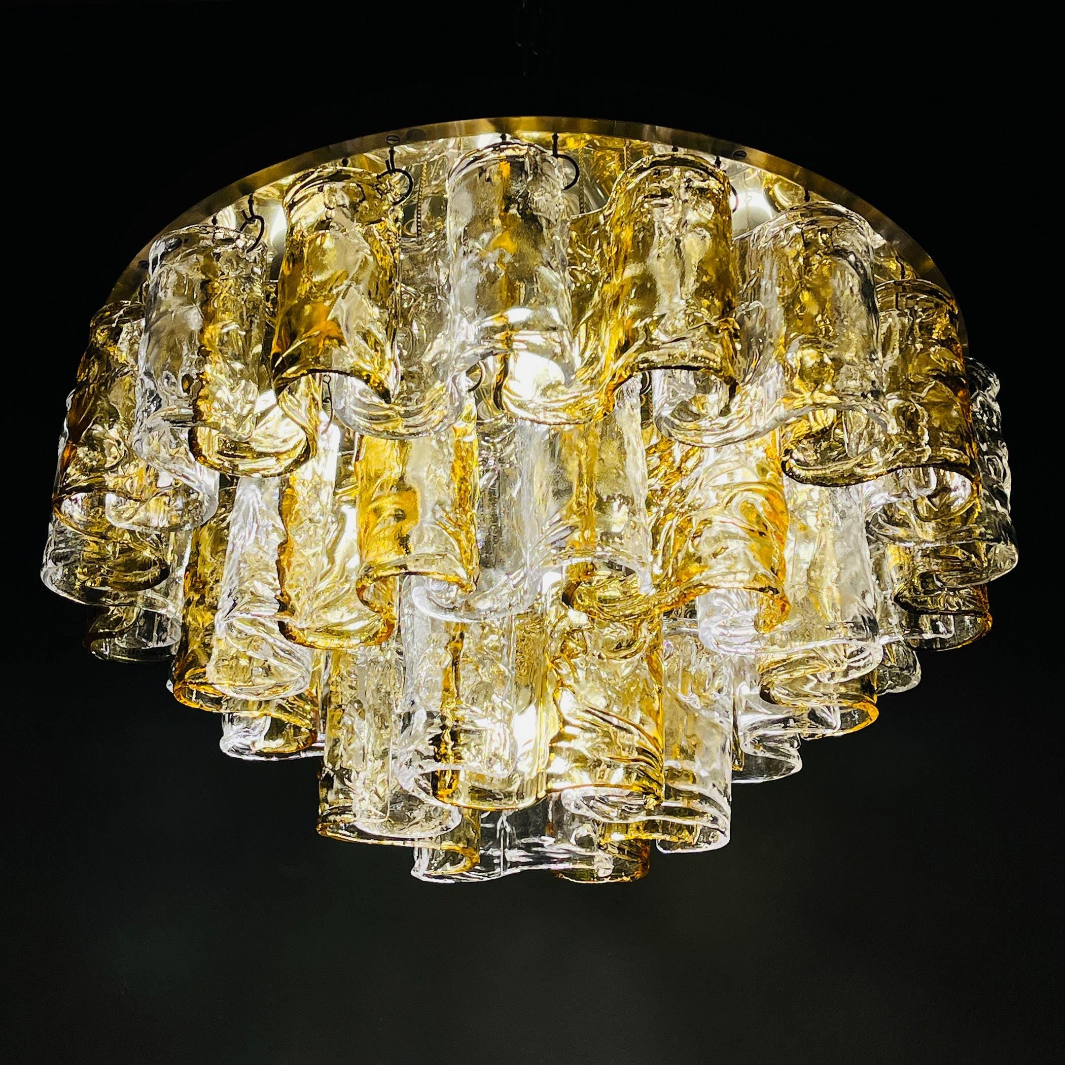 Murano chandelier by Mazzega Italy 1960s Mid-century modern italian lighting 36 murano glass plates