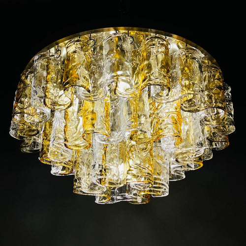 Murano chandelier by Mazzega Italy 1960s Mid-century modern italian lighting 36 murano glass plates