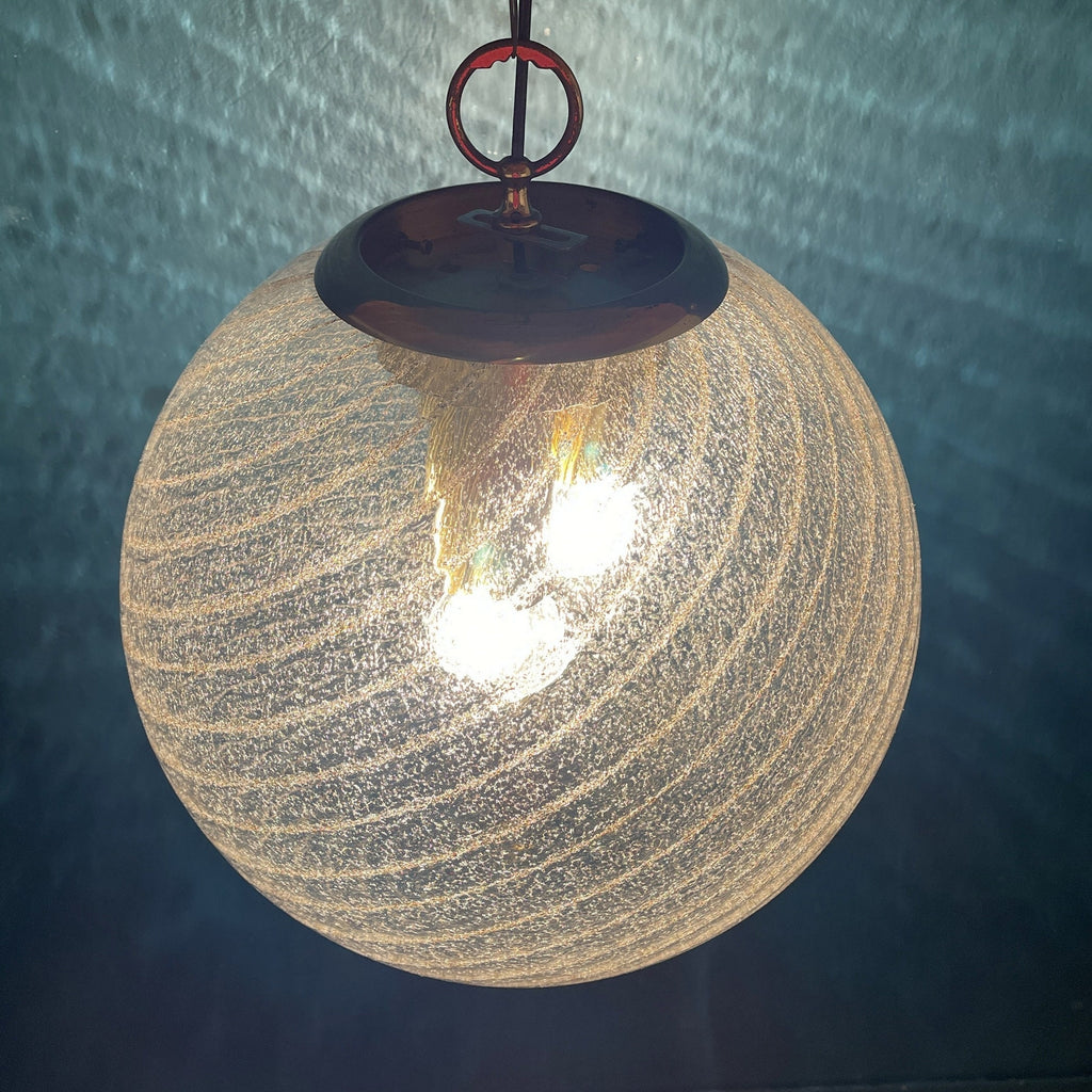 Vintage La Murrina Swirled Murano Glass Pendant Lamp - 1970s Italian Lighting