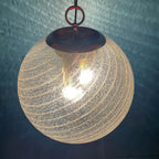 Vintage La Murrina Swirled Murano Glass Pendant Lamp - 1970s Italian Lighting
