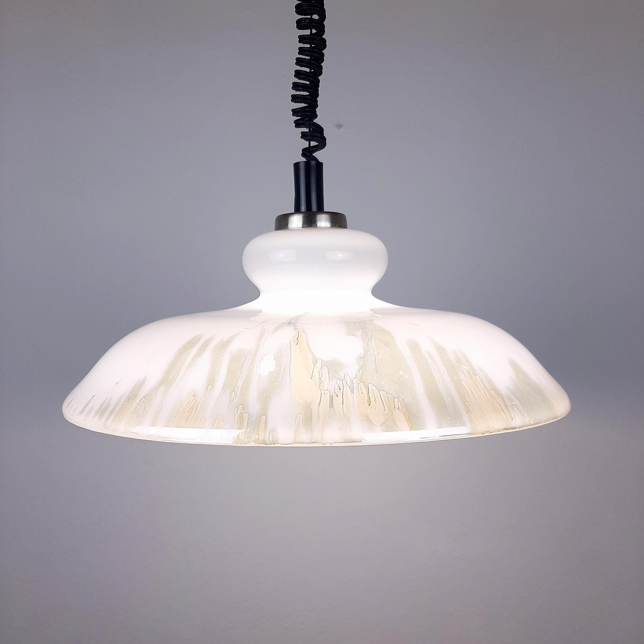White Glass Pendant Lamp, Yugoslavia 1970s