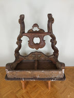 Antique old church console table 19th century Germany Original decorative wood carving Baroque