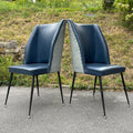 Vintage blue dining chairs, Italy 1950s, Mid-century modern, Set of 2