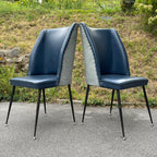 Vintage blue dining chairs, Italy 1950s, Mid-century modern, Set of 2