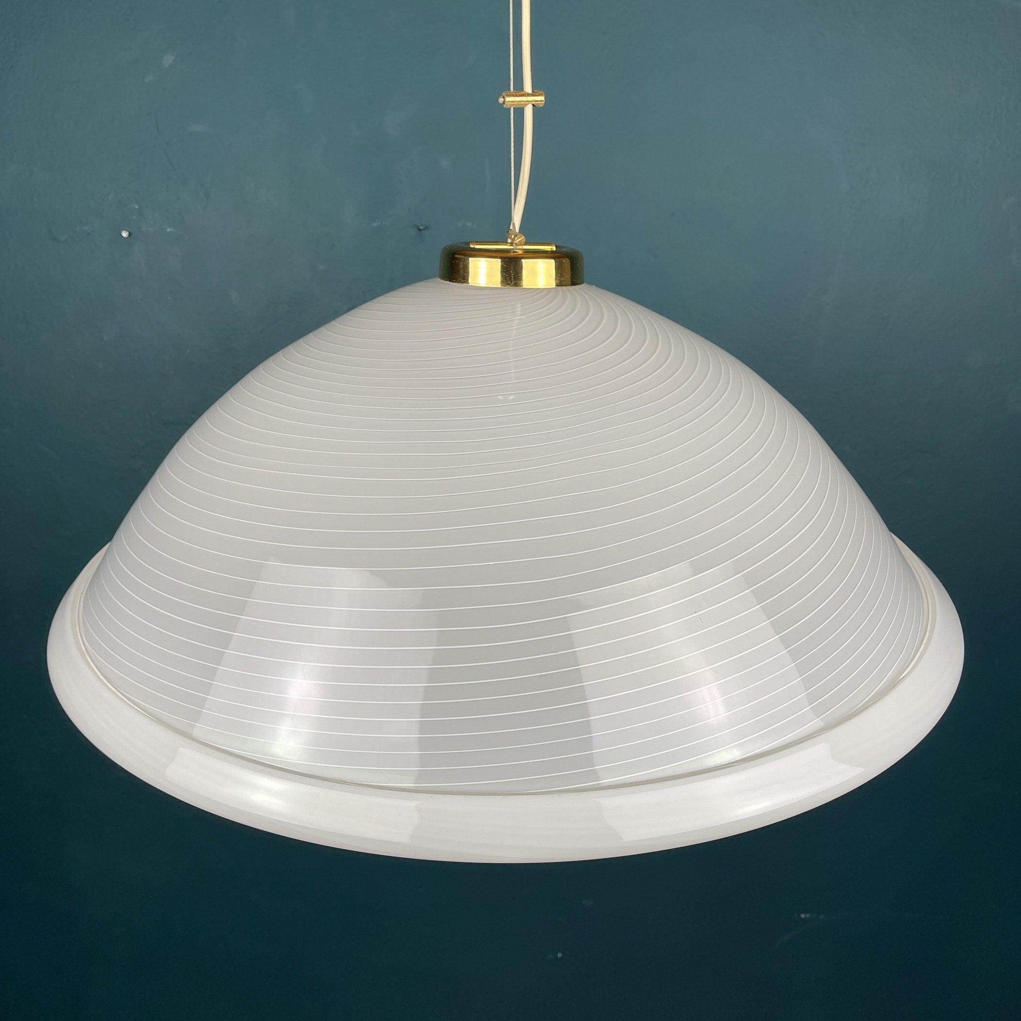 Vintage Swirl Murano Glass Pendant Lamp: 1980s Italian Mid-Century Lighting