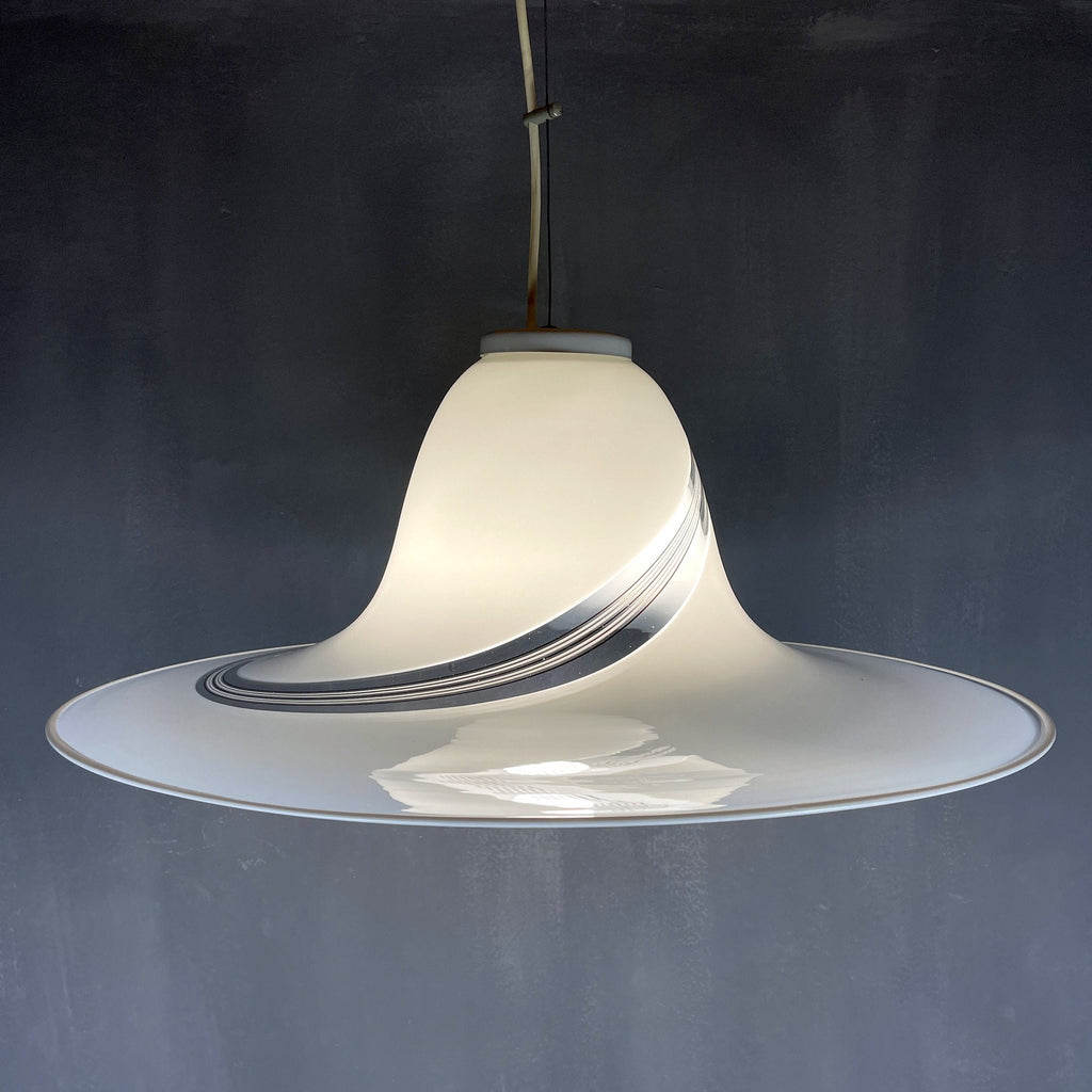 Vintage swirl murano glass pendant lamp Italy 1970s Mid-century light space age