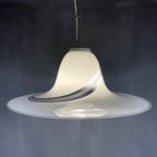 Vintage swirl murano glass pendant lamp Italy 1970s Mid-century light space age
