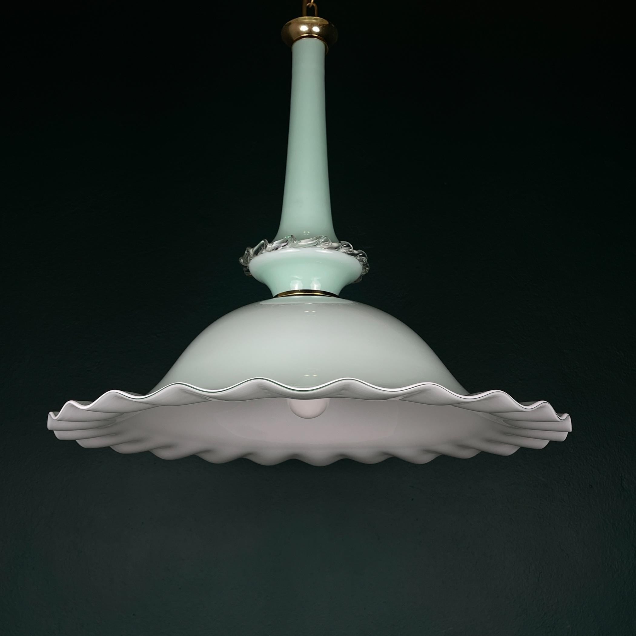 Vintage Murano glass pendant lamp by Venini, Italy 1970s, Mid-century Italian modern