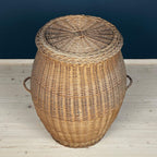 Vintage laundry basket wicker weaving Yugoslavia 1970s