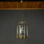 Vintage pendant lamp Italy '70s Brass Polished Glass Retro lighting Mid-century Italian modern