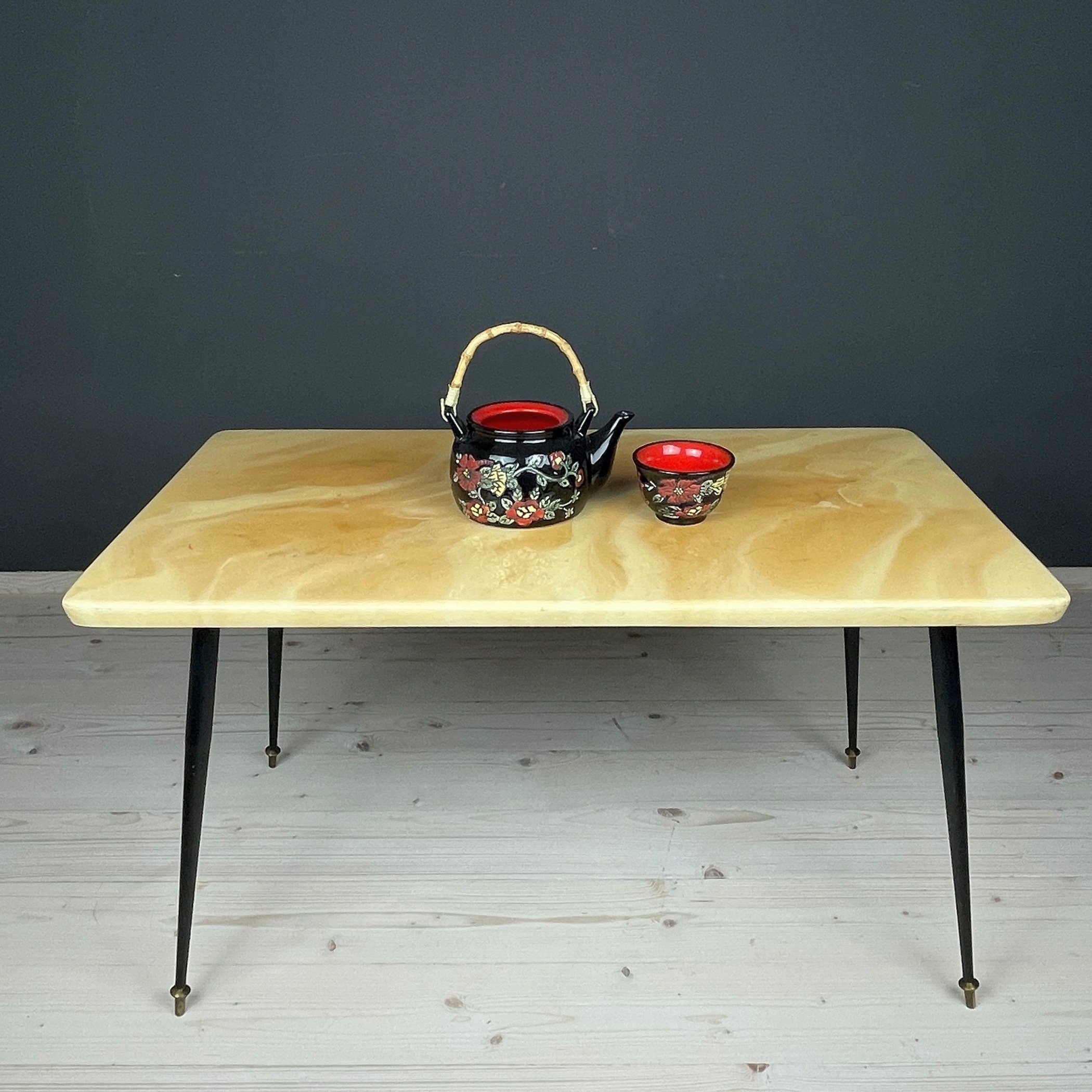 Mid-century beige coffee table Italy 1950s Art deco Vintage Italian Modern