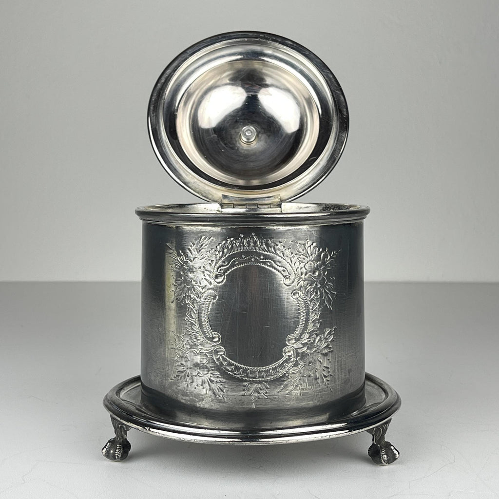 Original Antique silver plated biscuit box by James Deakin & Sons, Sheffield, England, 1890s