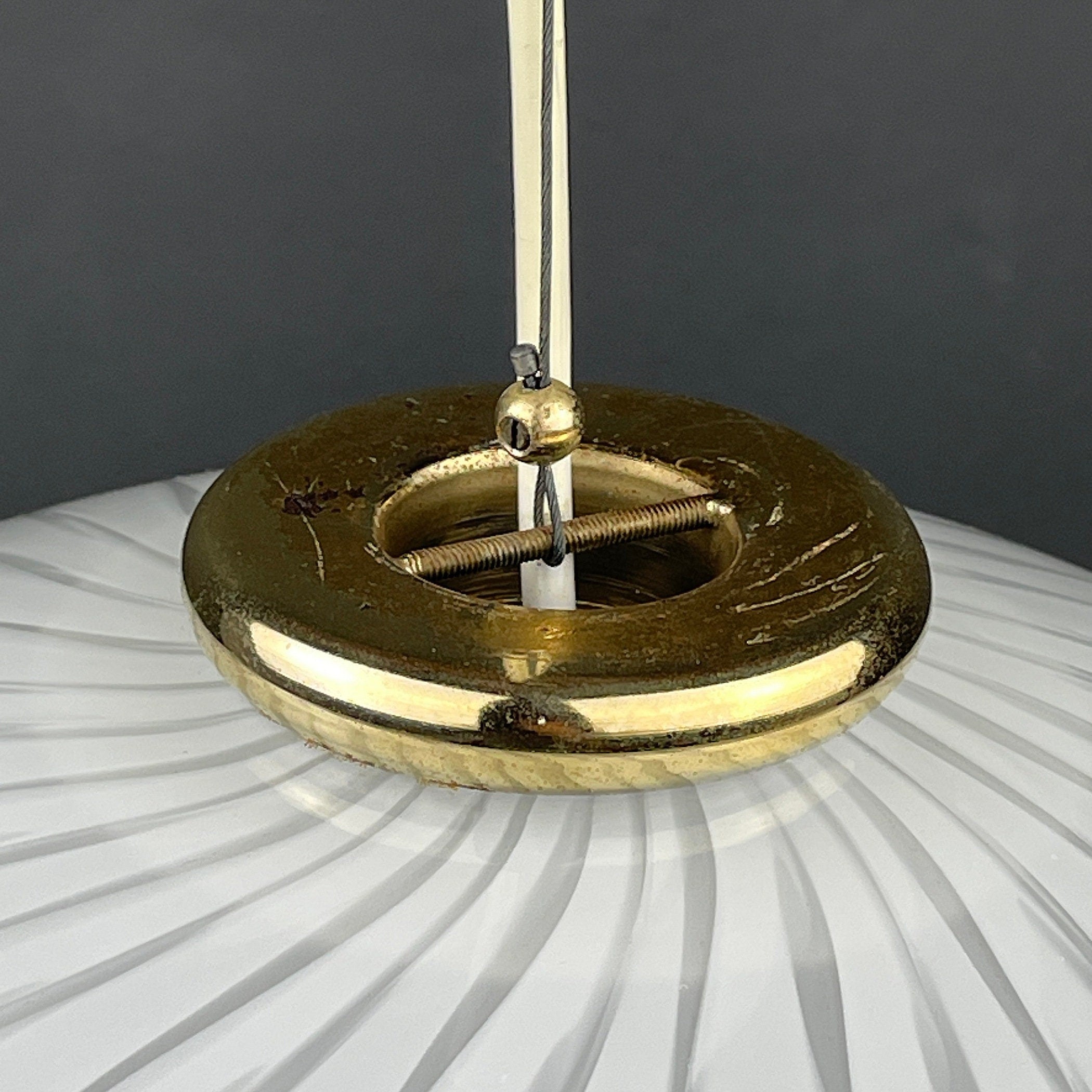 Vintage swirl Murano glass pendant lamp Italy 1970s White Mid-century Lighting Vintage chandelier