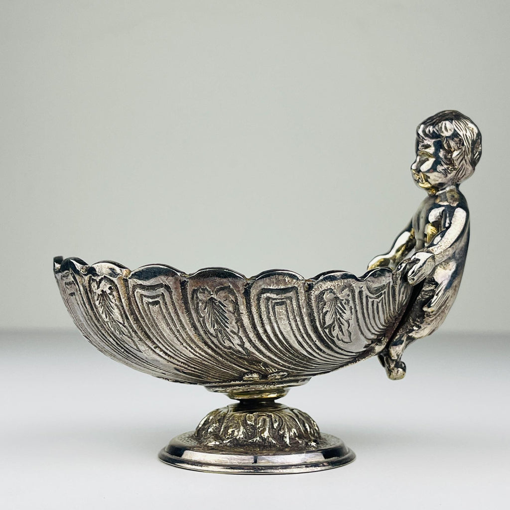 Vintage Silver-Plated Caviar Server with Spoon - Royal Family Sheffield Italy