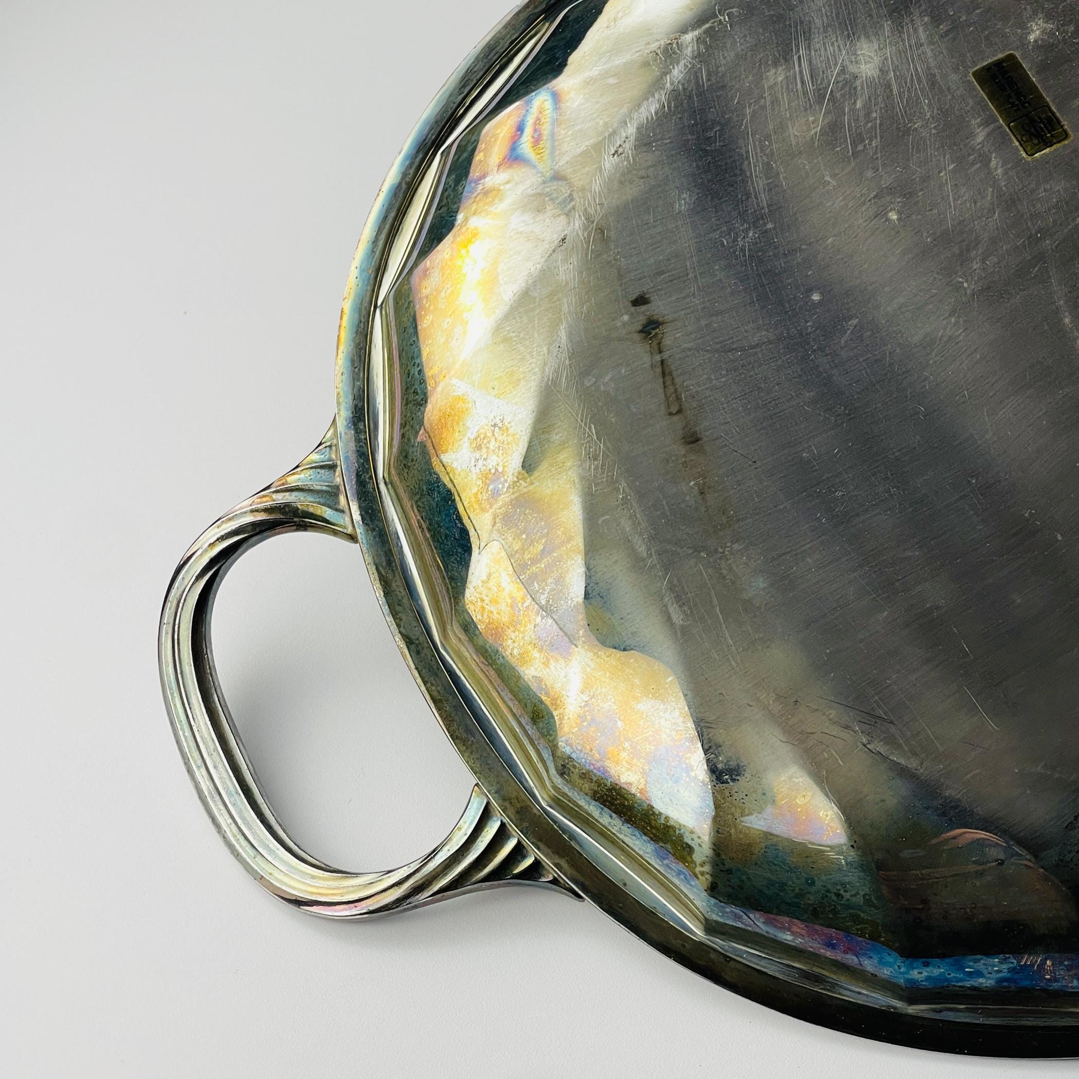 Large silver plated tray by Ricci Alessandria, Italy, 1960s, Vintage home decor